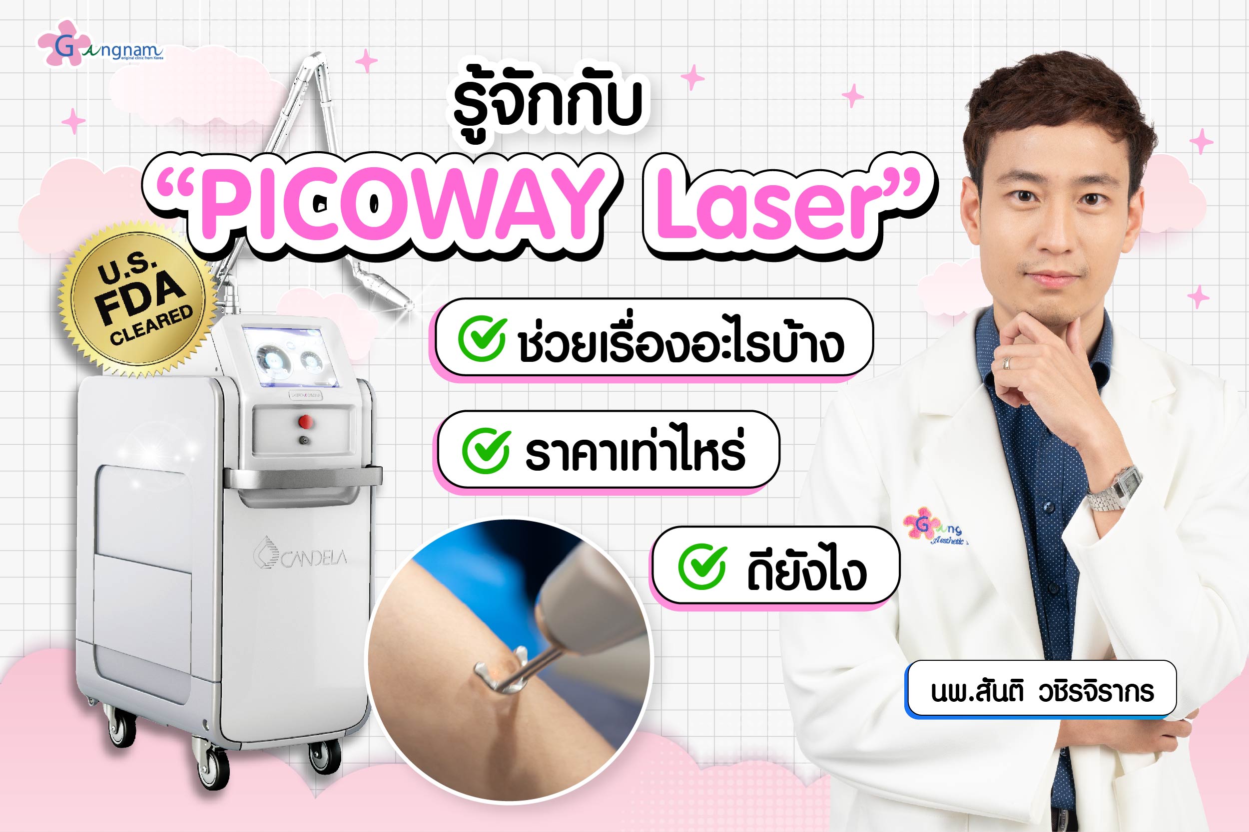 เลเซอร์ Picoway Laser ที่กังนัมคลินิก แก้ปัญหาผิวหน้า กระ จุดด่างดำได้จริงไหม?