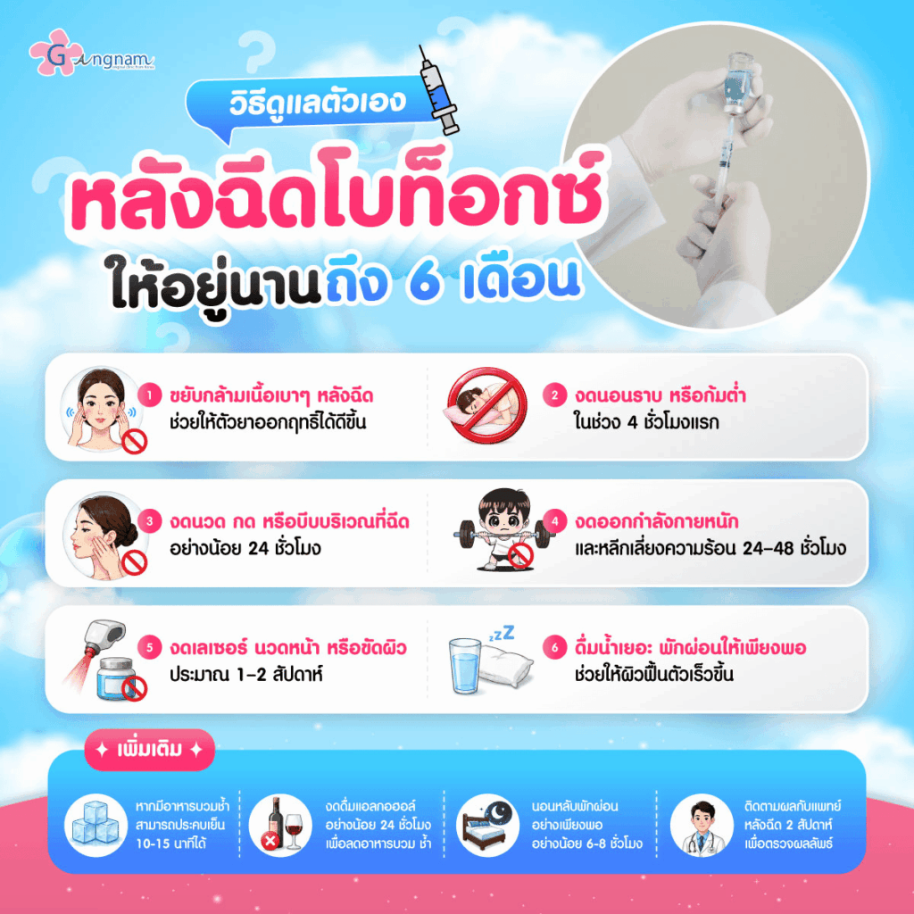 วิธีดูแลตัวเองหลังฉีดโบท็อกซ์ ให้อยู่นานถึง 6 เดือน
