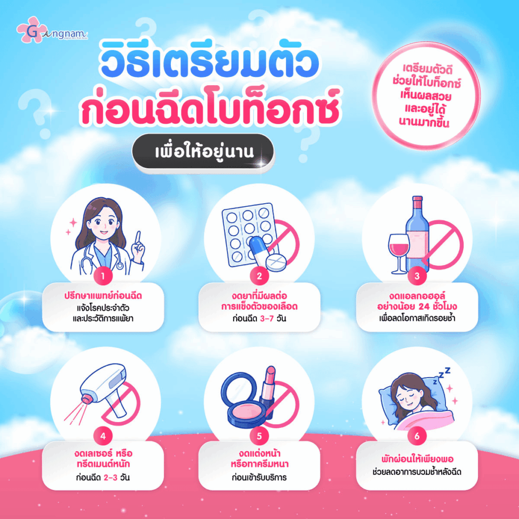 วิธีเตรียมตัวก่อนฉีดโบท็อกซ์เพื่อให้อยู่นาน